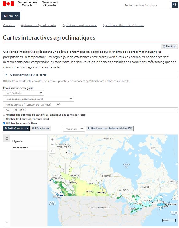 Cartes interactives agroclimatiques